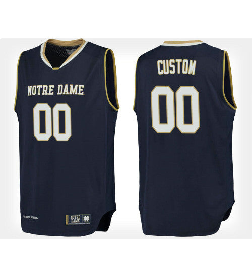 Notre Dame Fighting Irish 00 Custom Navy Home Jersey College Basketball | Stitched Jersey RTJS 7883