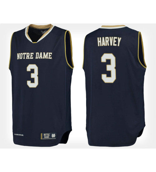 Notre Dame Fighting Irish 3 Dj Harvey Navy Home College Basketball Jersey | Stitched Jersey RTJS 7837