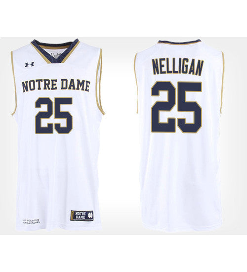 Notre Dame Fighting Irish #25 Liam Nelligan White Road College Basketball Jersey stitched college jersey