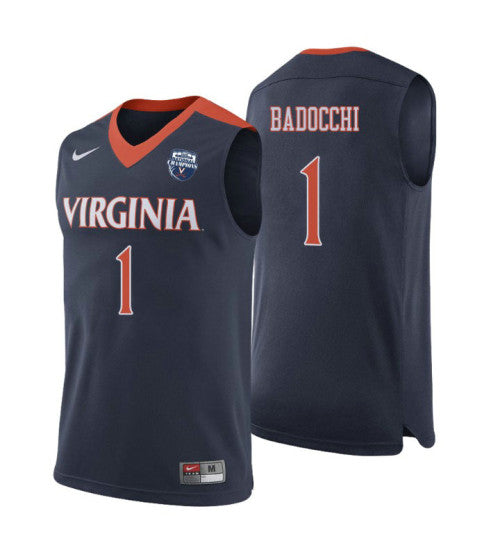 Virginia Cavaliers 1 Francesco Badocchi Navy College Basketball Jersey | Stitched Jersey RTJS 6248