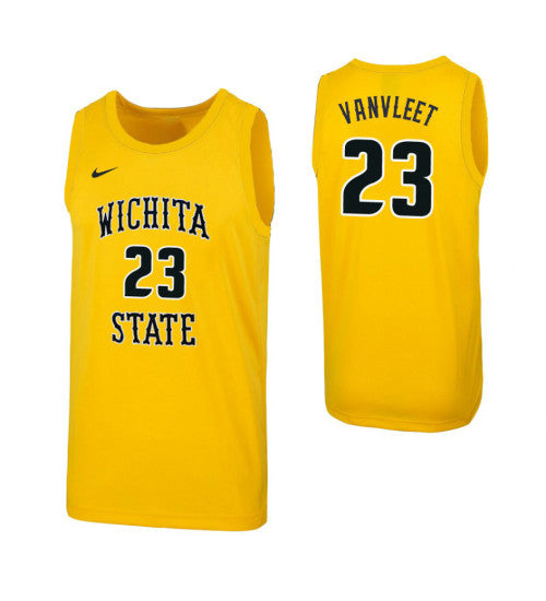 Wichita State Shockers 23 Fred Vanvleet College Basketball Jersey Yellow | Stitched Jersey RTJS 5945