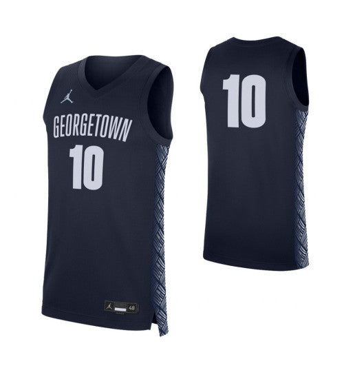 Georgetown Hoyas 10 College Basketball Jersey Navy stitched retro jersey
