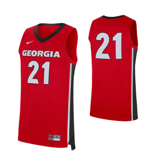 Georgia Bulldogs 21 College Basketball Jersey Red stitched retro jersey