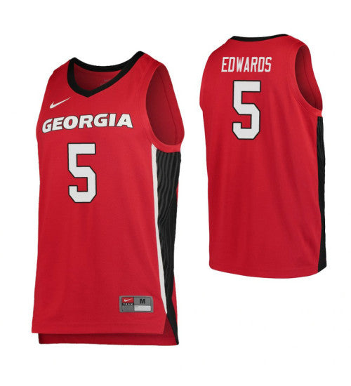 Georgia Bulldogs 5 Anthony Edwards Red College Basketball Jersey stitched retro jersey