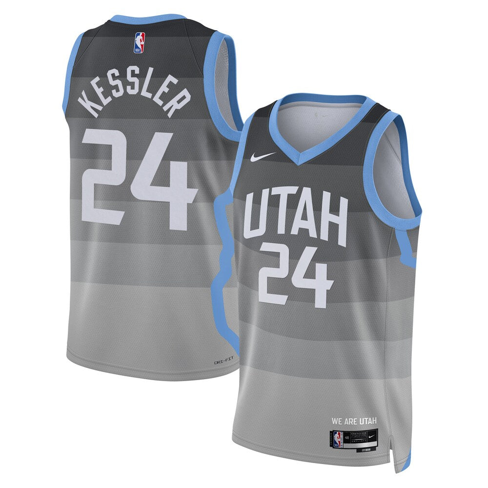 Utah Jazz 2025-26 City Edition Swingman Jersey Gray Walker Kessler Unisex stitched basketball jersey for game day fanwear