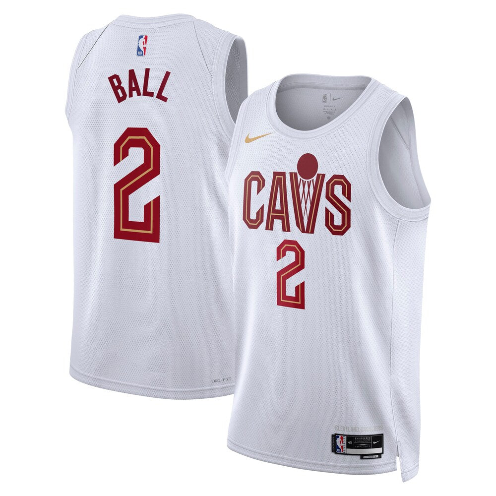 Cleveland Cavaliers Association Edition Swingman Jersey White Lonzo Ball Unisex stitched basketball jersey for game day