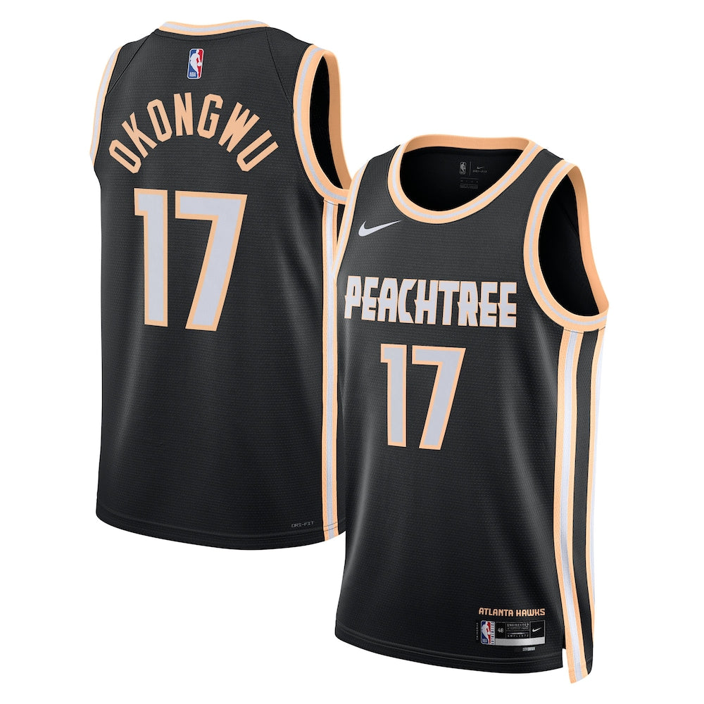 Atlanta Hawks 2025-26 City Edition Swingman Jersey Black Onyeka Okongwu Unisex stitched basketball jersey for game day