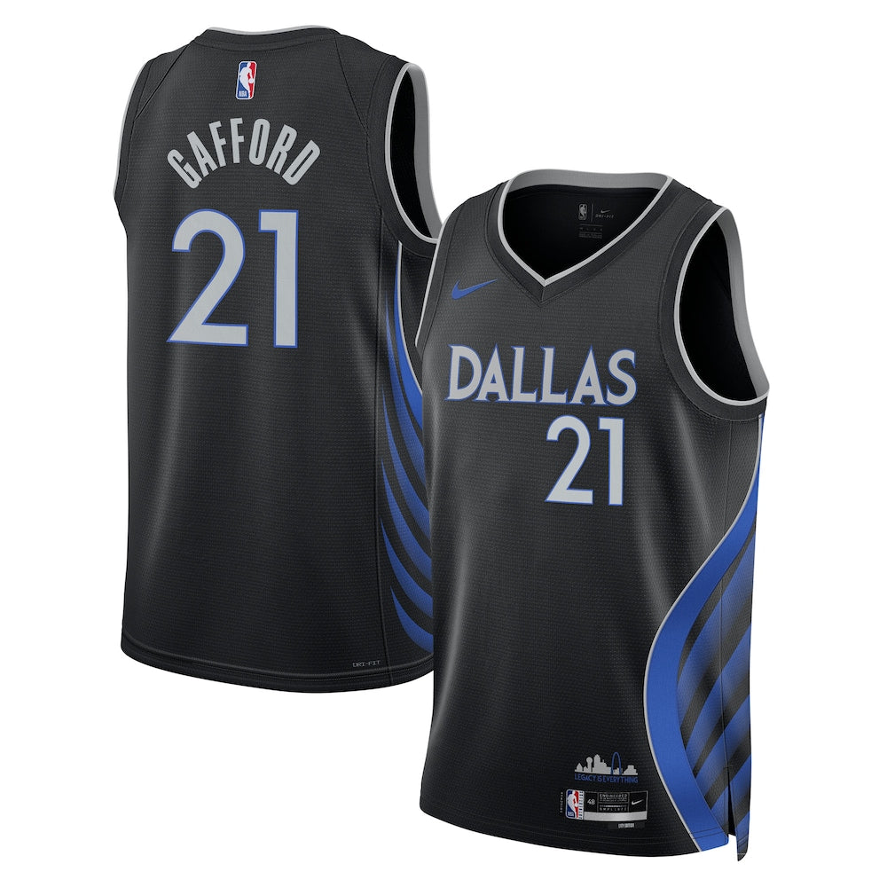 Dallas Mavericks 2025-26 City Edition Swingman Jersey Black Daniel Gafford Unisex stitched basketball jersey for game day