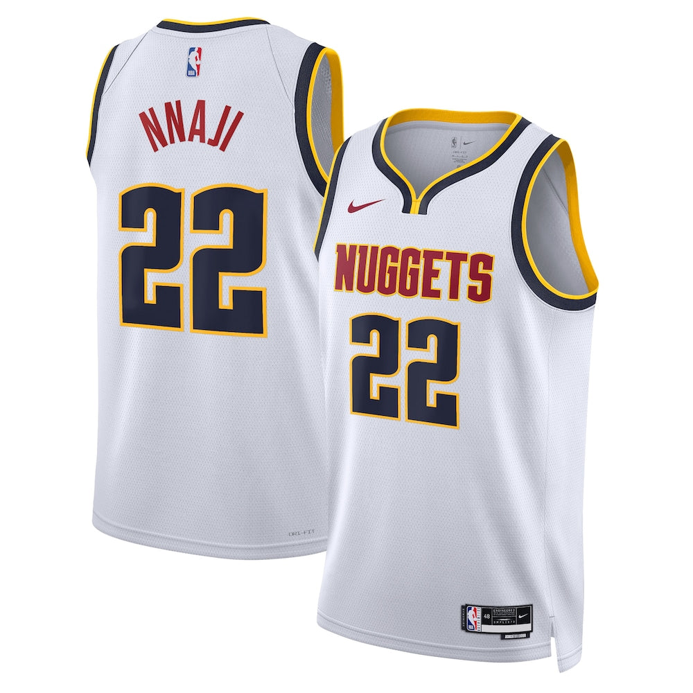 Denver Nuggets Association Edition Swingman Jersey White Zeke Nnaji Unisex stitched basketball jersey for game day fanwear