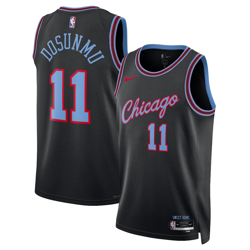 Chicago Bulls 2025-26 City Edition Swingman Jersey Black Ayo Dosunmu Unisex stitched basketball jersey for game day fanwear