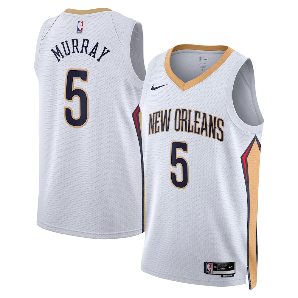New Orleans Pelicans Association Edition Swingman Jersey White Dejounte Murray Unisex stitched basketball jersey for game