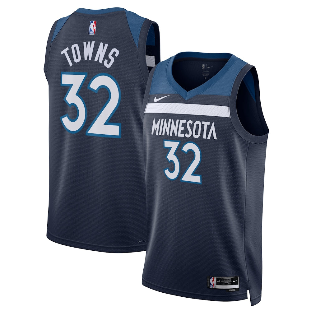 Minnesota Timberwolves Icon Edition Swingman Jersey Navy Karl Anthony Towns Unisex stitched basketball jersey for game day