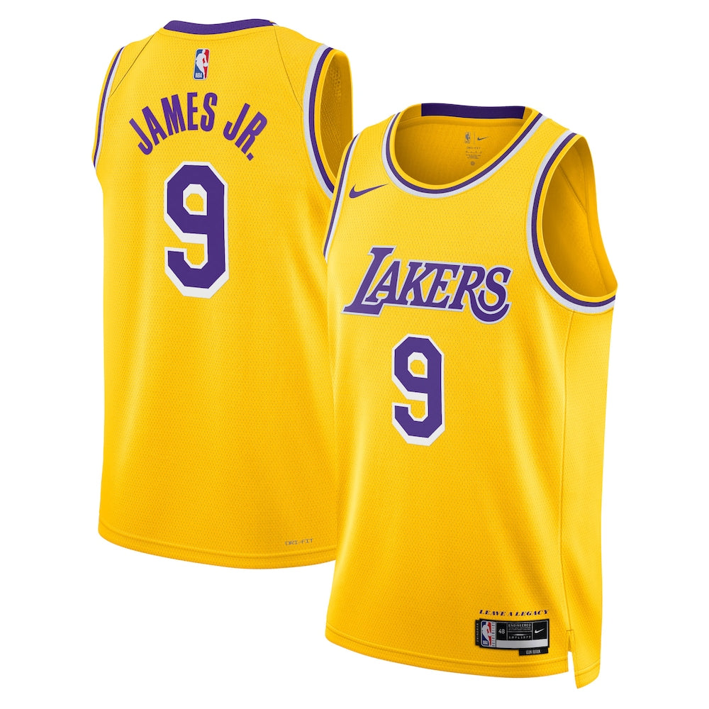 Los Angeles Lakers Icon Swingman Jersey Gold Bronny James Unisex stitched basketball jersey for game day fanwear