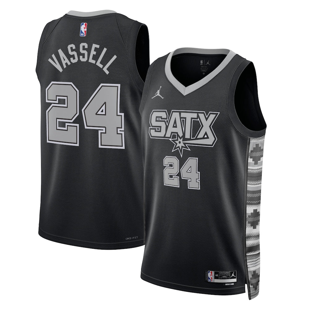 San Antonio Spurs Jordan Statement Edition Swingman Jersey Black Devin Vassell Unisex stitched basketball jersey for game