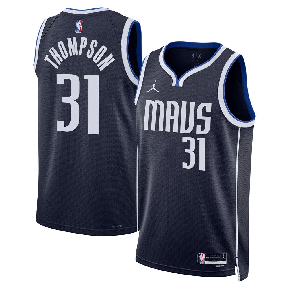Dallas Mavericks Jordan Brand Statement Edition Swingman Jersey Navy Klay Thompson Unisex stitched basketball jersey for