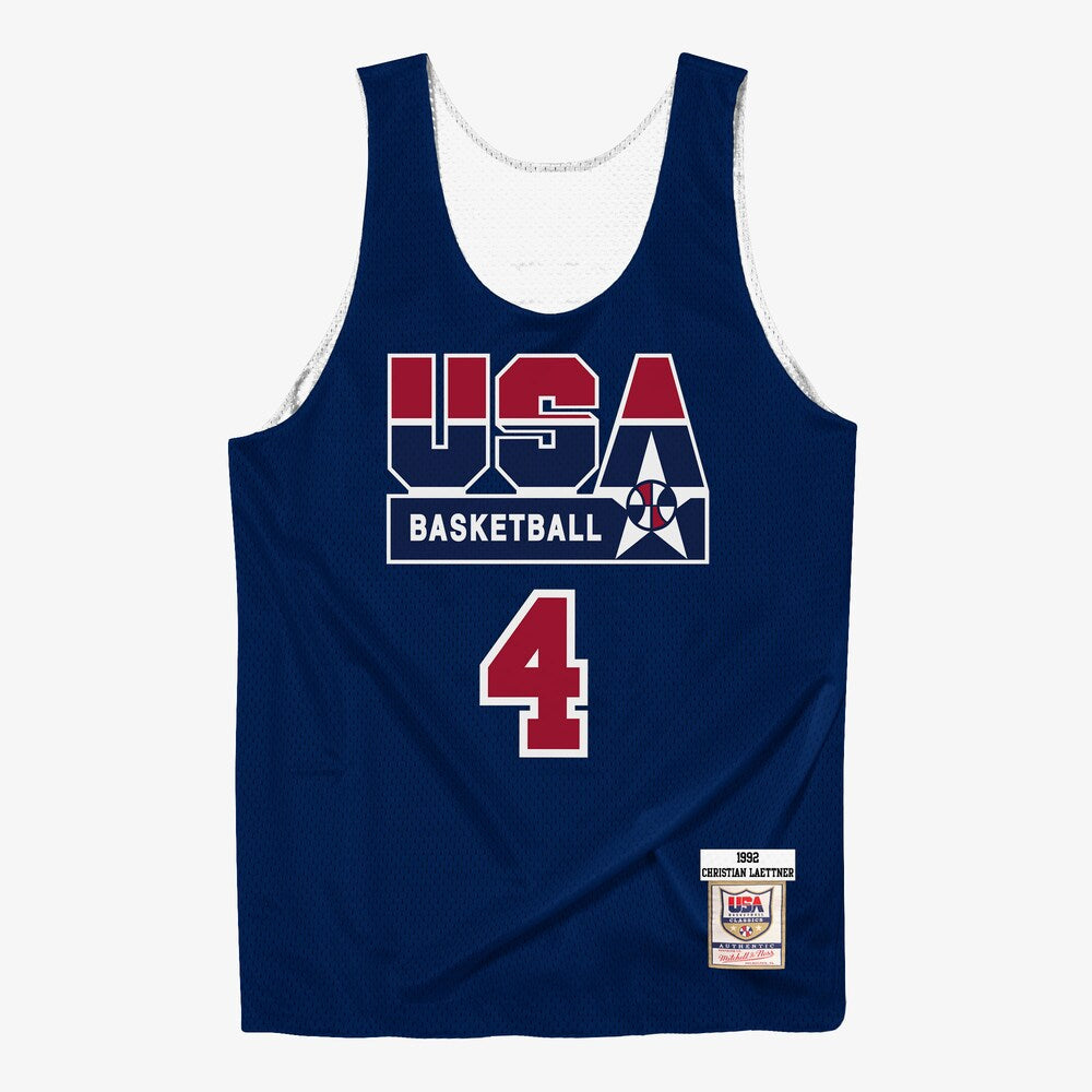 Usa Basketball Reversible Practice Jersey Christian Laettner 1992 stitched basketball jersey for game day fanwear