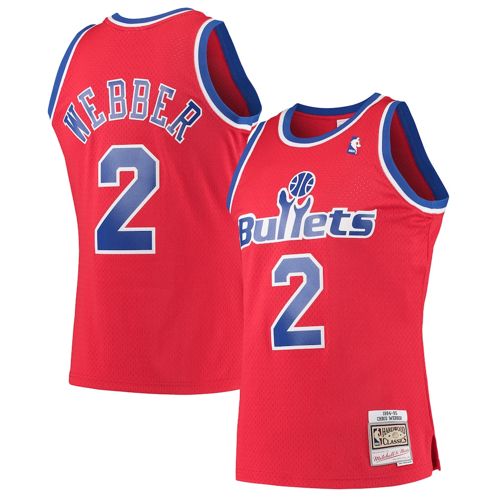 Chris Webber Red Washington Bullets Hardwood Classics 1994 95 Swingman Jersey stitched sports jersey for game day fanwear