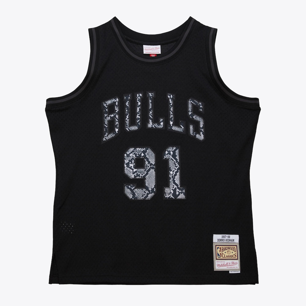 Chicago Bulls Leather Snakeskin Swingman Jersey Dennis Rodman 1997 98 stitched basketball jersey for game day fanwear