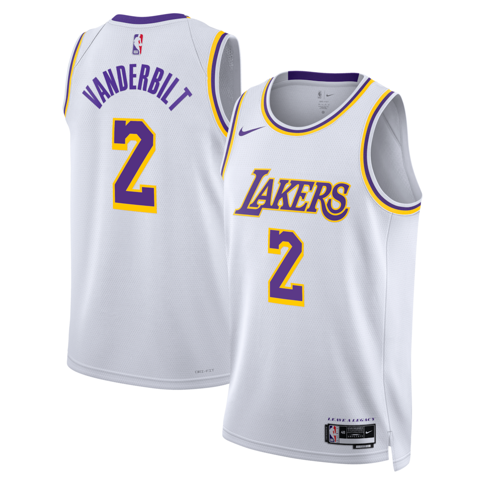 Los Angeles Lakers Association Edition Swingman Jersey White Jarred Vanderbilt Unisex stitched basketball jersey for game