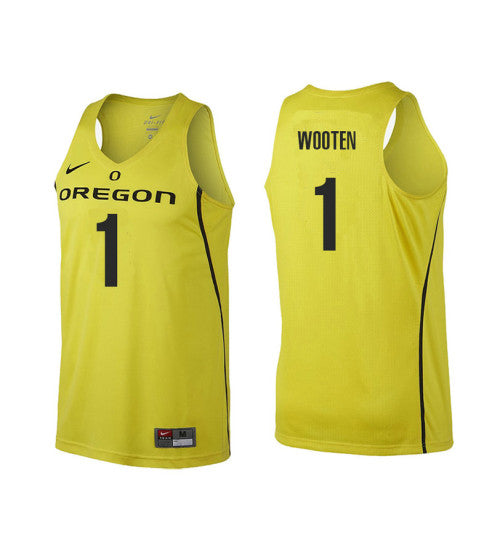 Oregon Ducks #1 Kenny Wooten College Basketball Jersey Gold stitched college jersey