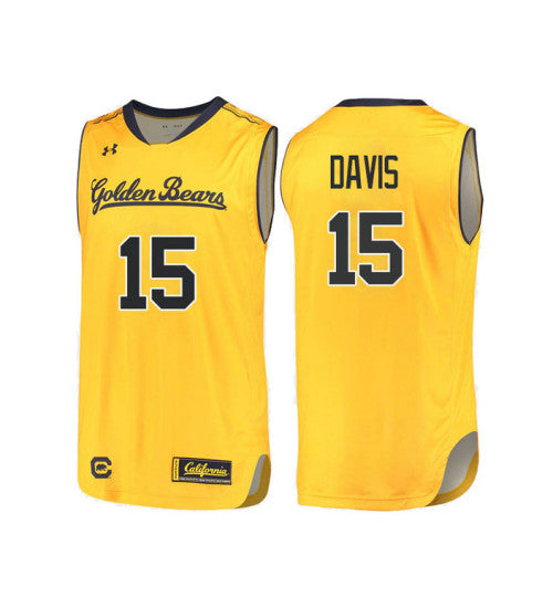 California Golden Bears 15 Roman Davis College Basketball Jersey Gold 6530 | Stitched Jersey RTJS 5218