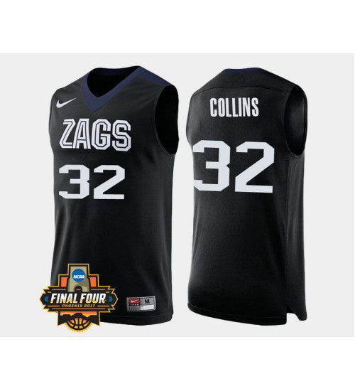 Gonzaga Bulldogs 32 Zach Collins Black Alternate College Basketball Jersey stitched retro jersey