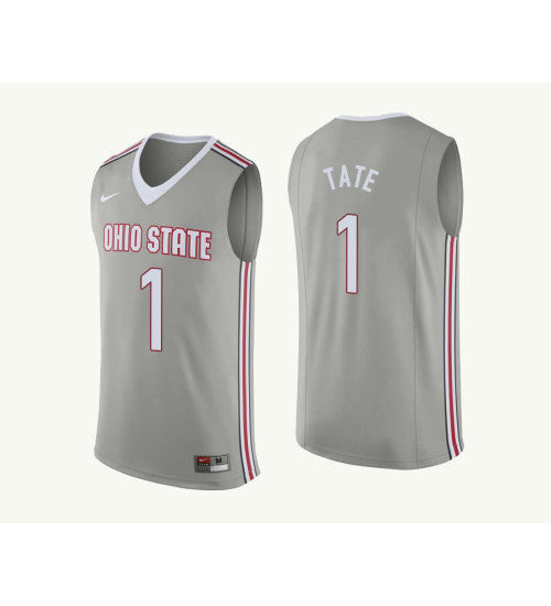 Ohio State Buckeyes 1 Jaesean Tate College Basketball Jersey Gray 3952 | Stitched Jersey RTJS 7796