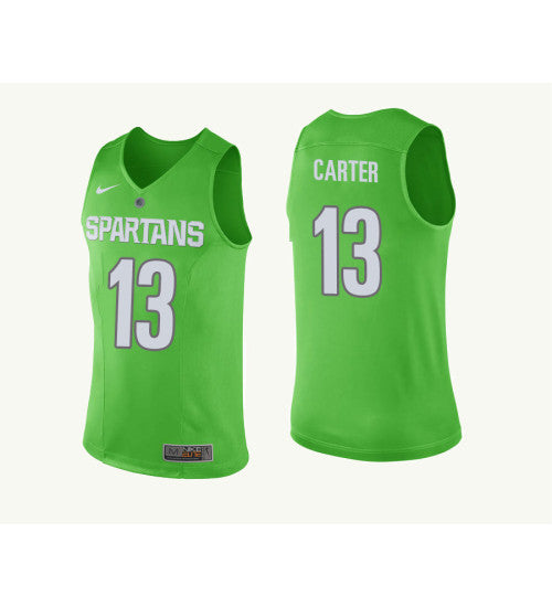 Michigan State Spartans #13 Ben Carter College Basketball Jersey Green stitched college jersey