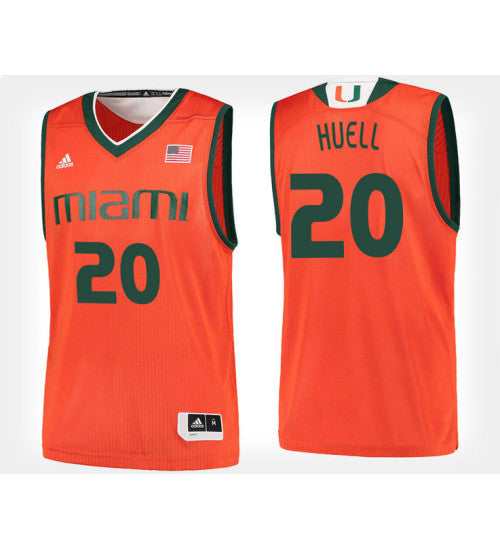 Miami Hurricanes 20 Dewan Huell Orange Home College Basketball Jersey | Stitched Jersey RTJS 3131