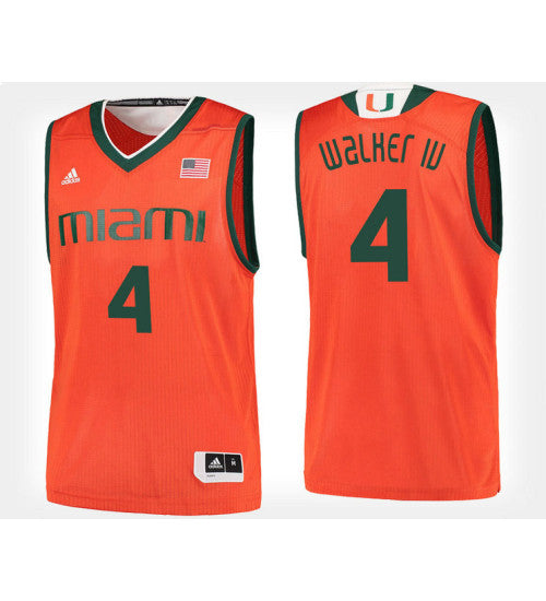 Miami Hurricanes 4 Lonnie Walker Iv Orange Home College Basketball Jersey | Stitched Jersey RTJS 3105
