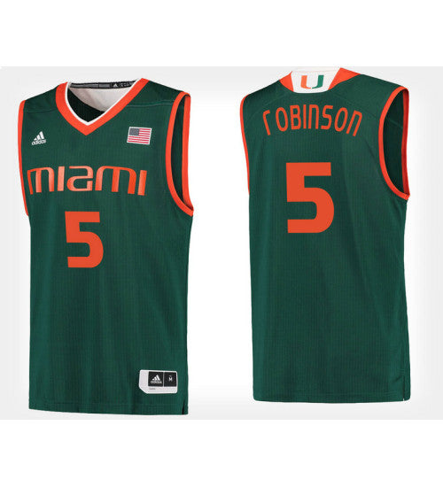 Miami Hurricanes 5 Mike Robinson Green Alternate College Basketball Jersey | Stitched Jersey RTJS 3102