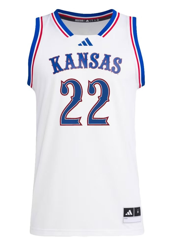 Kansas Jayhawks 22 Darryn Peterson White College Jersey jersey front view