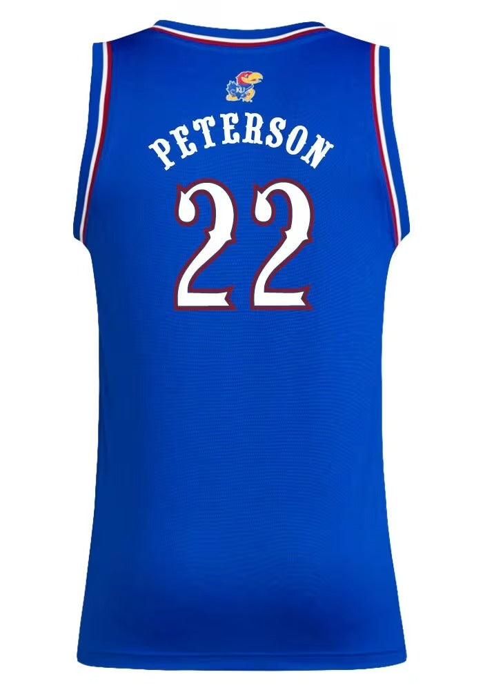 Kansas Jayhawks 22 Darryn Peterson Blue College Jersey jersey front view