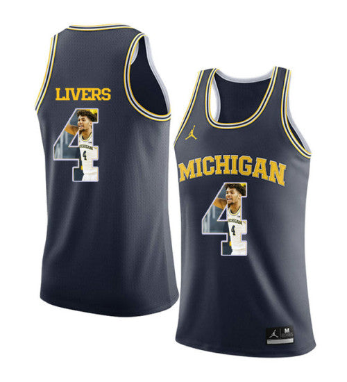 Michigan Wolverines 4 Isaiah Livers College Basketball Jersey Navy 3240 | Stitched Jersey RTJS 8508