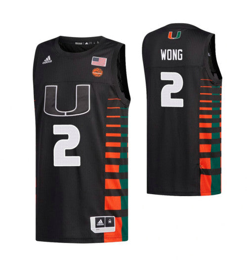 Miami Hurricanes #2 Isaiah Wong College Basketball Jersey Black stitched college jersey