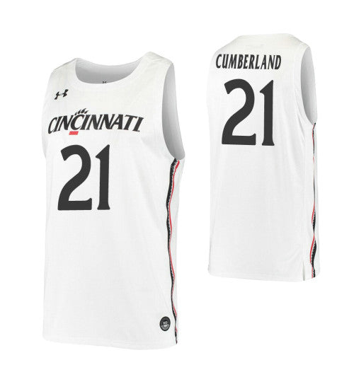 Cincinnati Bearcats 21 Jaevin Cumberland White College Basketball Jersey stitched basketball jersey for game day fanwear
