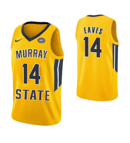 Murray State Racers 14 Jaiveon Eaves College Basketball Jersey Yellow | Stitched Jersey RTJS 8299