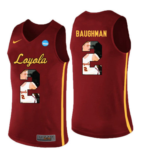 Loyola Chi Ramblers 2 Jake Baughman College Basketball Jersey Red | Stitched Jersey RTJS 3401