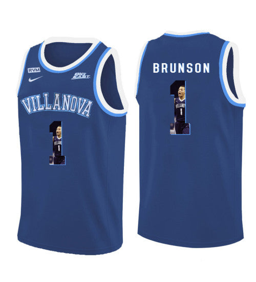 Villanova Wildcats 1 Jalen Brunson College Basketball Jersey Blue | Stitched Jersey RTJS 6363