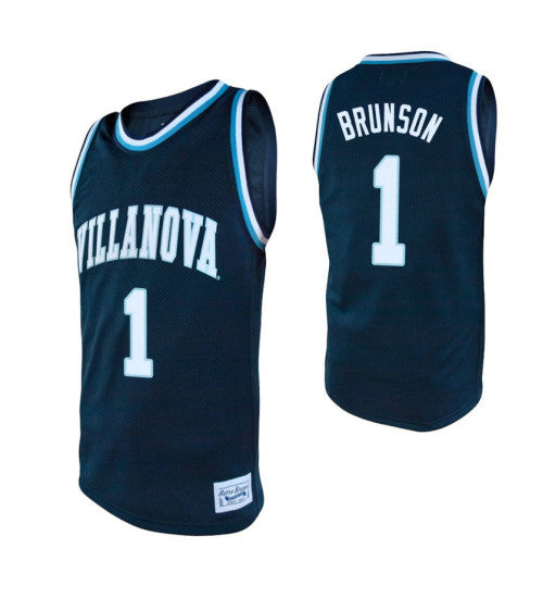 Villanova Wildcats Jalen Brunson #1 Navy stitched throwback college basketball jersey