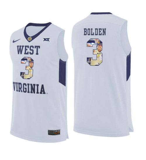 West Virginia Mountaineers James Bolden 11481 #3 White stitched throwback college basketball jersey