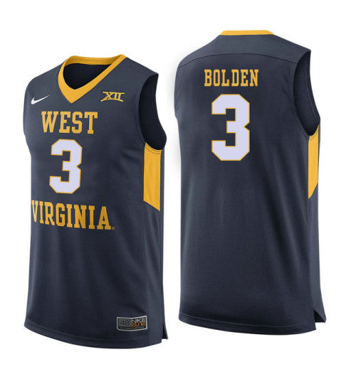 West Virginia Mountaineers 3 James Bolden College Basketball Jersey Navy 5725 | Stitched Jersey RTJS 6023