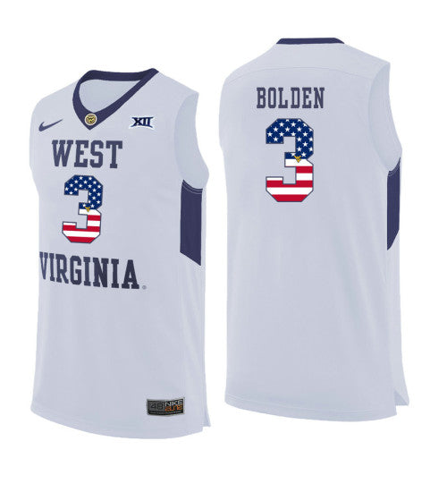 West Virginia Mountaineers 3 James Bolden College Basketball Jersey White 5727 | Stitched Jersey RTJS 6021