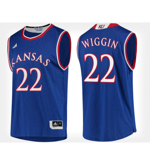 Kansas Jayhawks 22 Andrew Wiggins Blue Home College Basketball Jersey stitched retro jersey