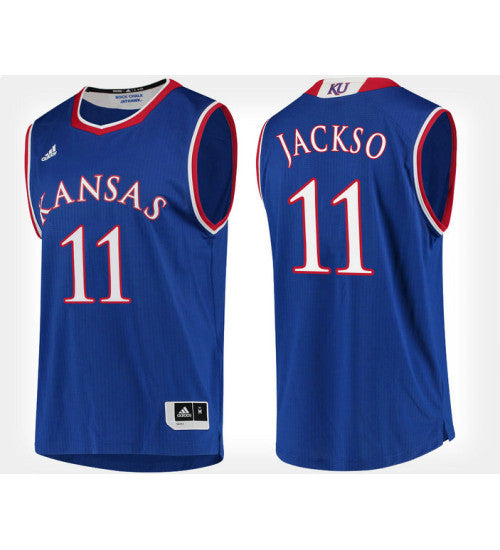 Kansas Jayhawks 11 Josh Jackson Blue Home College Basketball Jersey stitched retro jersey