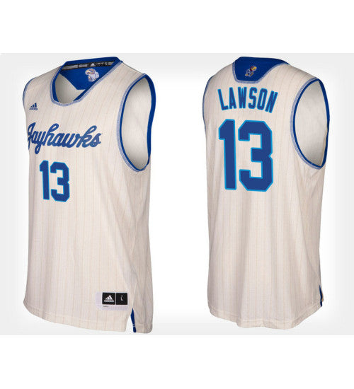 Kansas Jayhawks 13 Kj Lawson Cream Alternate College Basketball Jersey | Stitched Jersey RTJS 3890