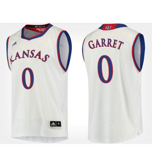 Kansas Jayhawks 0 Marcus Garrett White Road College Basketball Jersey | Stitched Jersey RTJS 3934