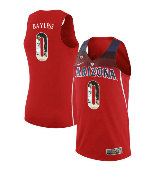 Arizona Wildcats 0 Jerryd Bayless College Basketball Jersey Red stitched basketball jersey for game day fanwear