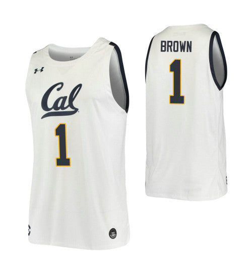 California Golden Bears 1 Joel Brown White College Basketball Jersey stitched basketball jersey for game day fanwear