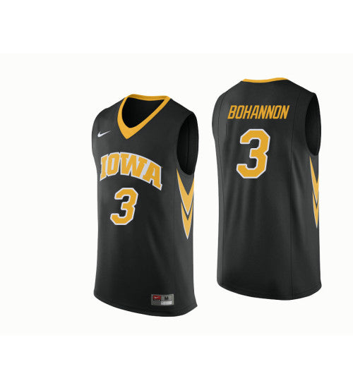 Iowa Hawkeyes 3 Jordan Bohannon College Basketball Jersey Black stitched retro jersey